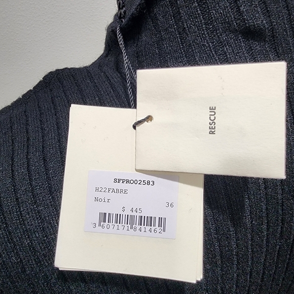 🔥 Sandro-Paris Ruched Wool Blend Midi Leg Slit Long Sleeve Sweater Dress - Picture 9 of 15